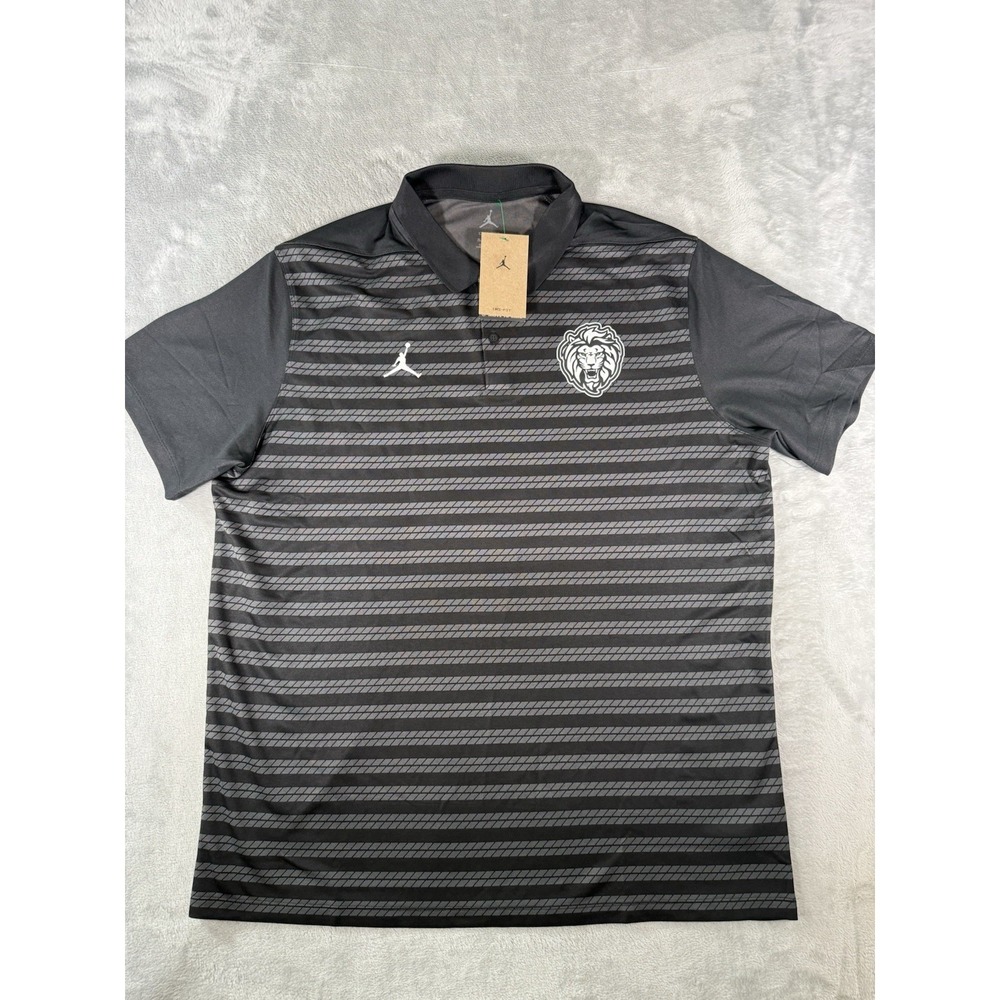Nike Jordan Shirt Men's XL Black‎ Grey Striped Dri FIT Coach Victory Polo NWT